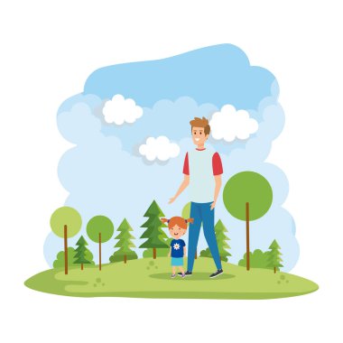 park sahnesinde kızı ile baba