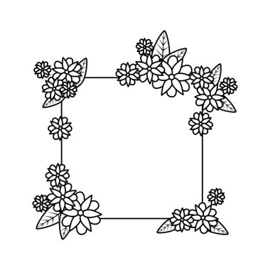 güzel çiçekler ve yapraklar kare çerçeve