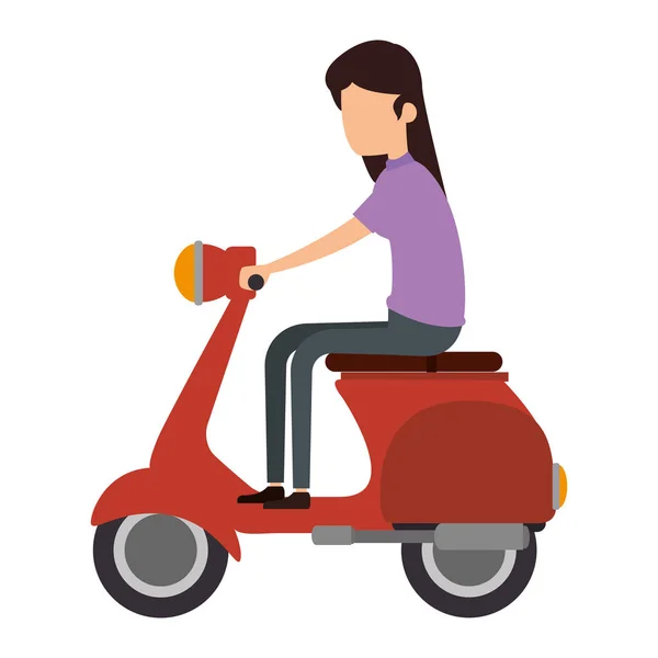 Женщина водит скутер мотоцикл — стоковый вектор