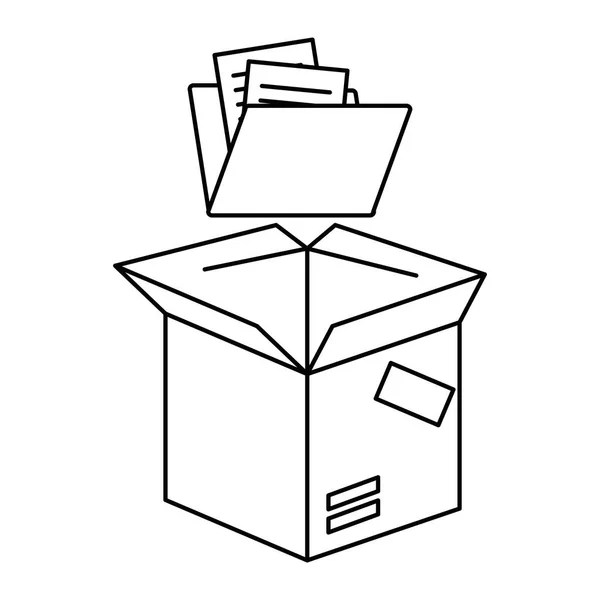 Caja de embalaje caja de cartón con carpeta — Vector de stock