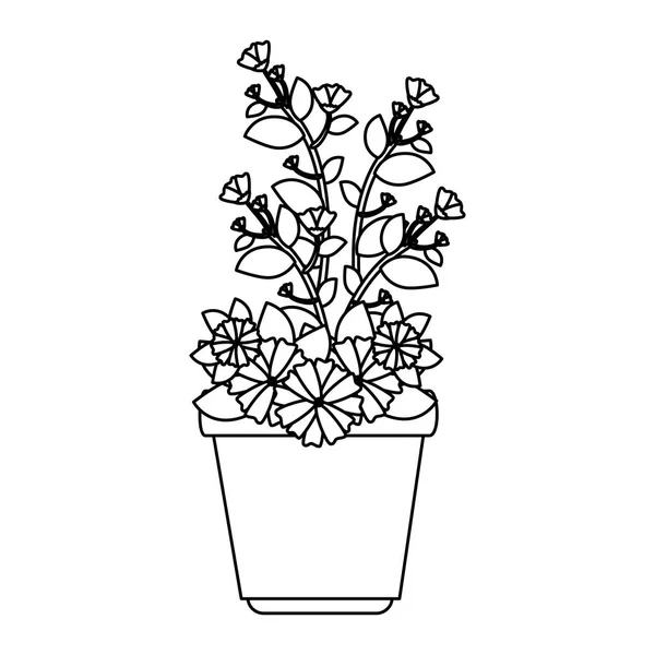 Flowers houseplant in pot icon — Stock Vector