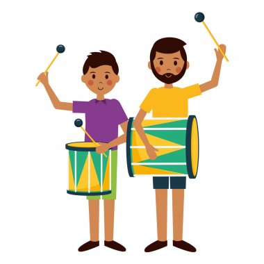 davul ile adam ve çocuk