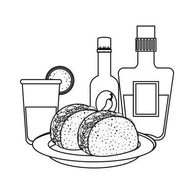 lezzetli taco ve tekila Meksika yemeği