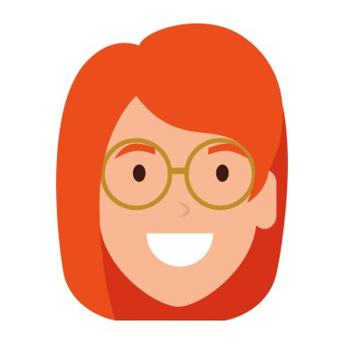 gözlük kafa karakteri ile güzel kadın