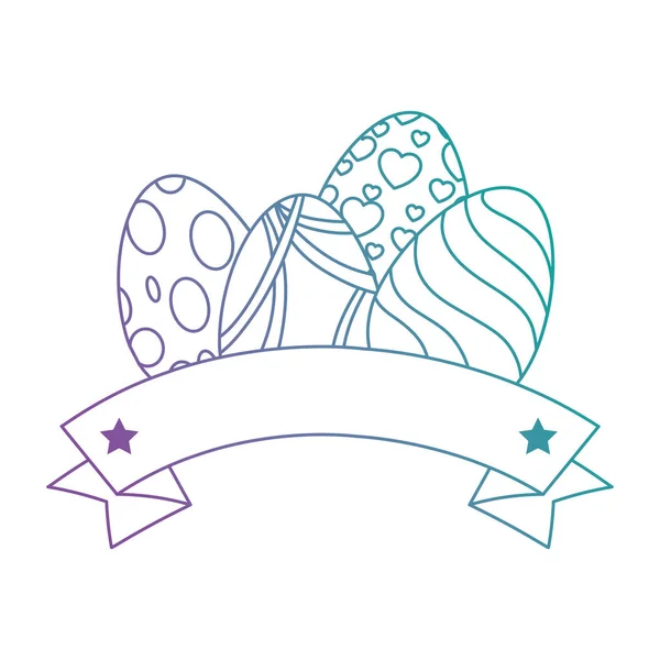 Oeufs de Pâques peints avec célébration du ruban — Image vectorielle