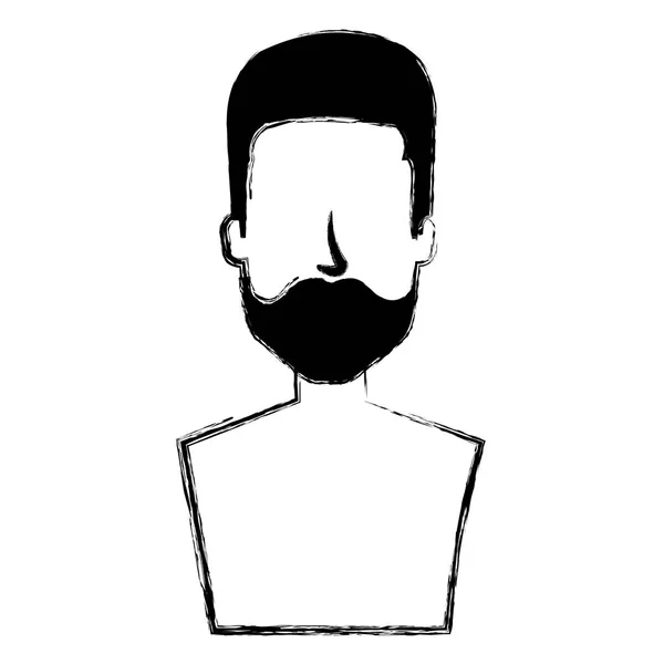 Joven con barba carácter avatar sin camisa — Vector de stock