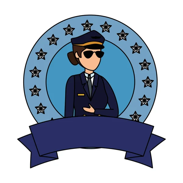Personaggio avatar pilota di aviazione femminile — Vettoriale Stock