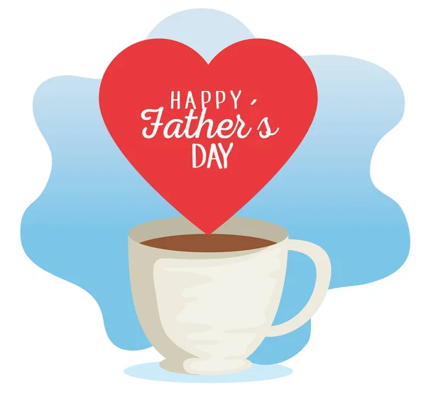 Tasse de café avec carte de coeur à la célébration de la fête des pères — Image vectorielle