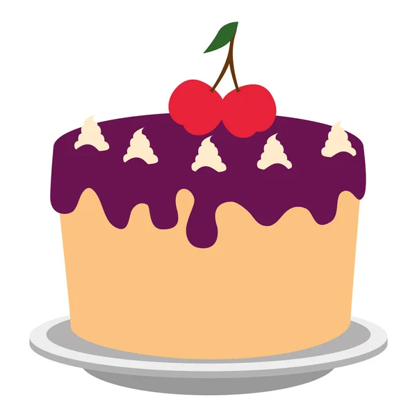 Söt och läcker tårta med körsbär — Stock vektor