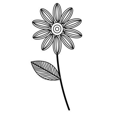 güzel çiçek tek renkli çizim
