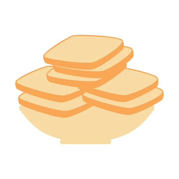 Νόστιμα ψωμιά κομμένα σε πιάτο — Διανυσματικό Αρχείο