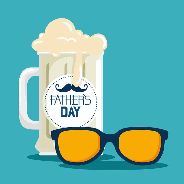 Beker met label en snor tot Fathers Day — Stockvector