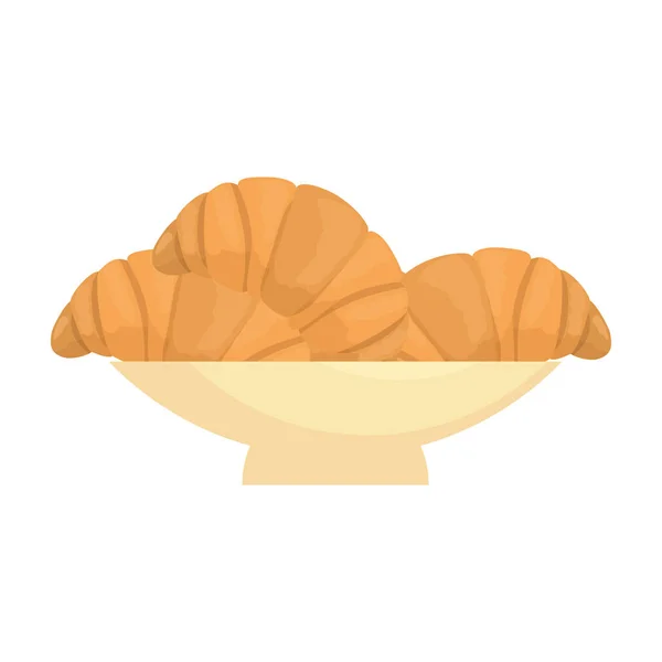 Delicioso croissant de pan en la panadería plato — Vector de stock