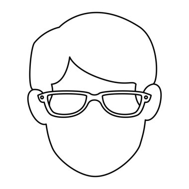 young man avatar head with glasses character