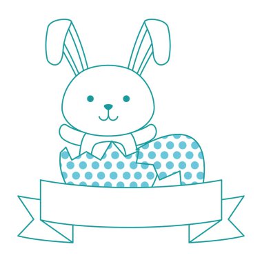 kırık kabuk yumurta Paskalya kutlama ile sevimli tavşan