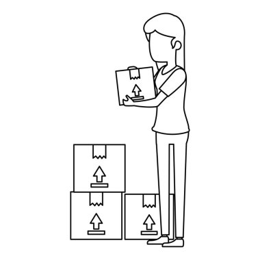 kutuları ile mal alan kadın