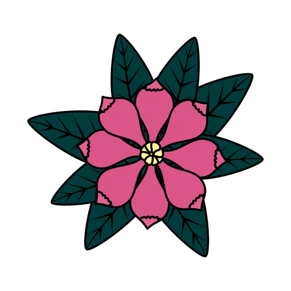 Fiore con icona delle foglie — Vettoriale Stock