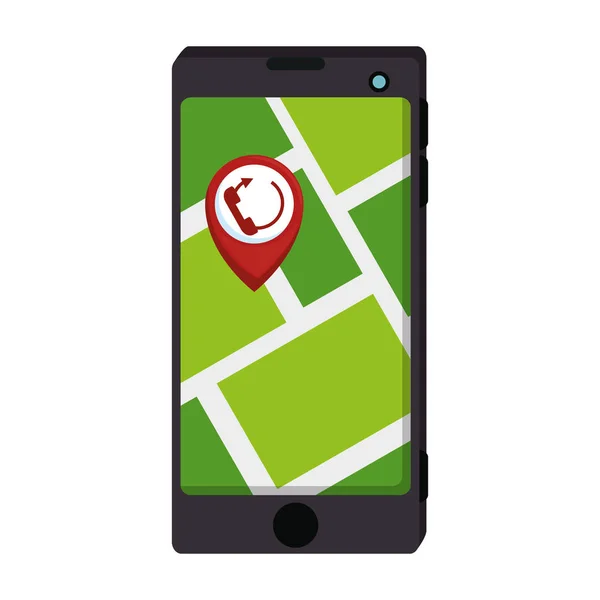GPSアプリを搭載したスマートフォン — ストックベクタ
