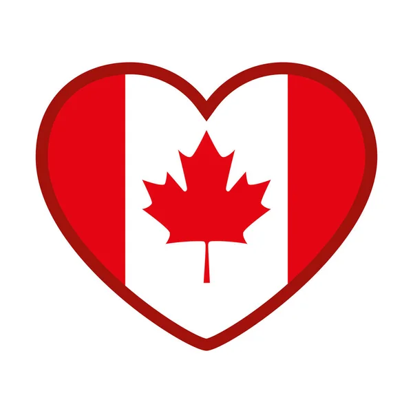 Heart canadian flag emblem — Stock Vector