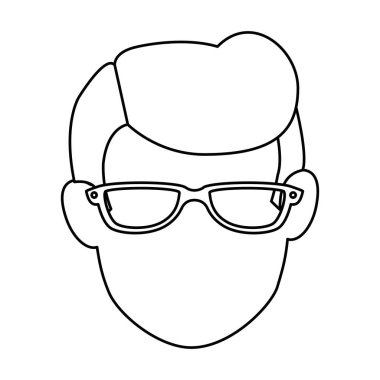 young man avatar head with glasses character