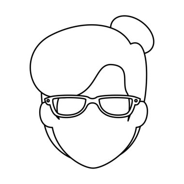 gözlük kafa karakteri ile güzel ve genç kadın