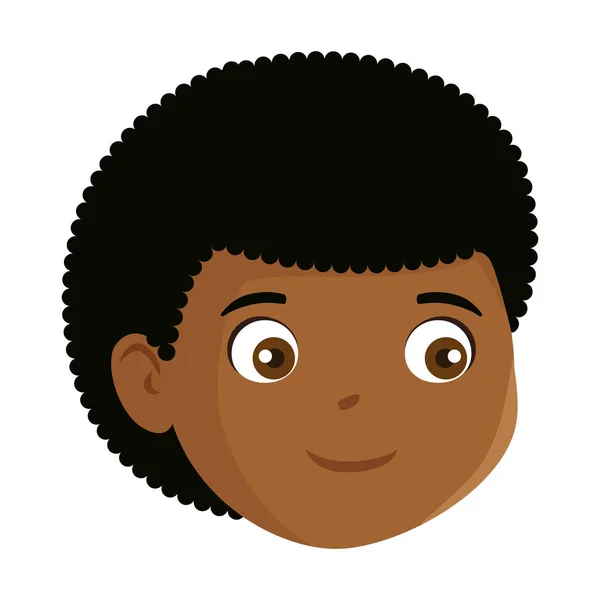 Kleiner Junge schwarzer Kopf Charakter — Stockvektor