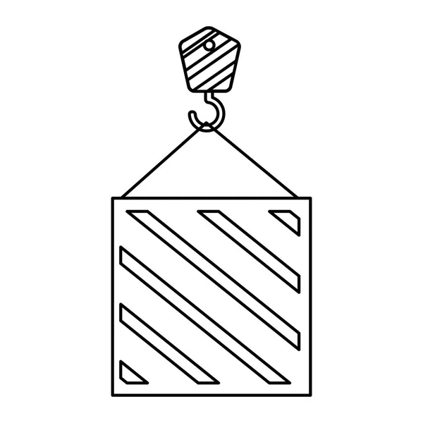 Boîte en bois avec crochet de grue service de livraison — Image vectorielle