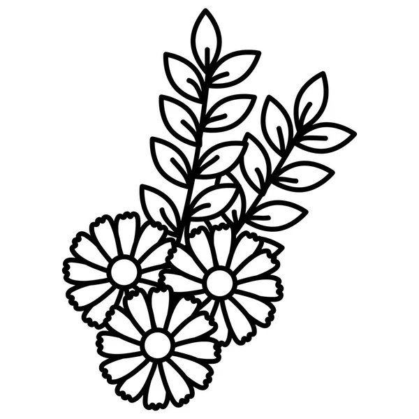 Çiçek ve yapraklar dekoratif simgesi — Stok Vektör
