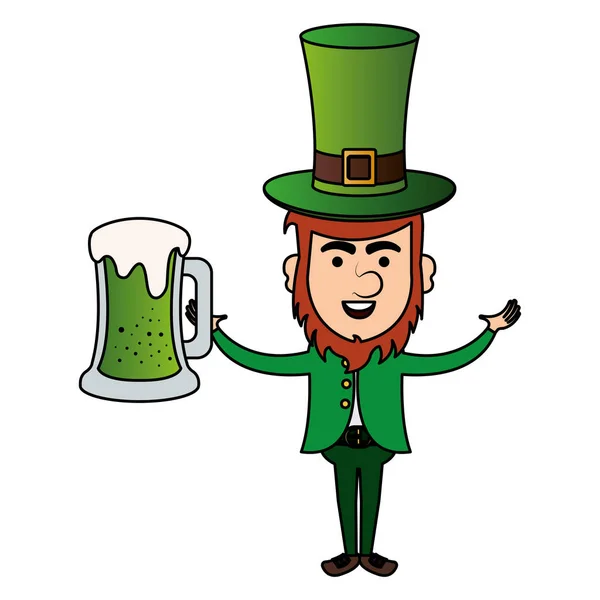 Leprechaun avec bière avatar personnage icône — Image vectorielle