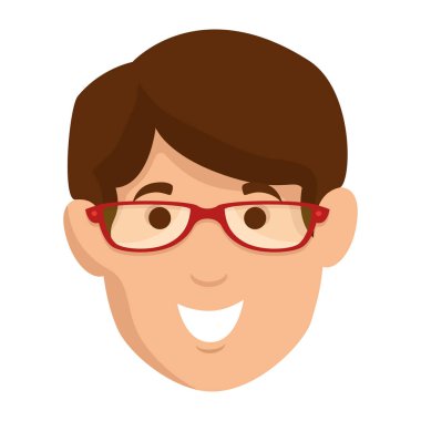 young man avatar head with glasses character