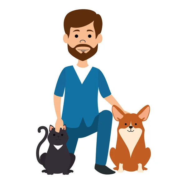 Veterinario médico con perros carácter avatar — Archivo Imágenes Vectoriales