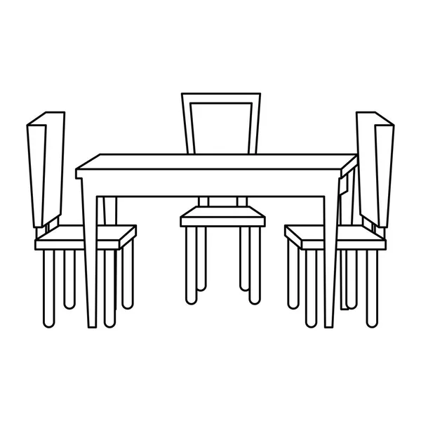 Mesa sala de jantar com cadeiras — Vetor de Stock