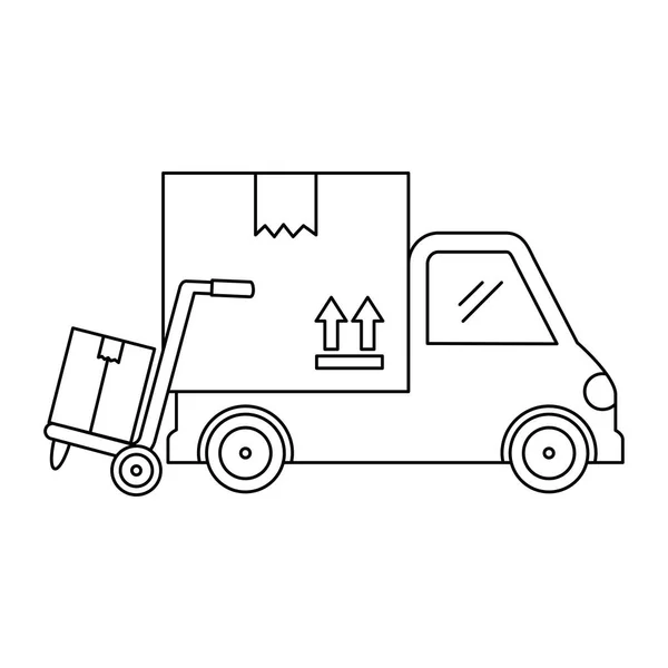 Camion de service de livraison avec chariot — Image vectorielle