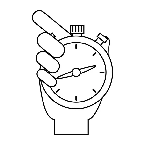 Hand met chronometer-timer — Stockvector