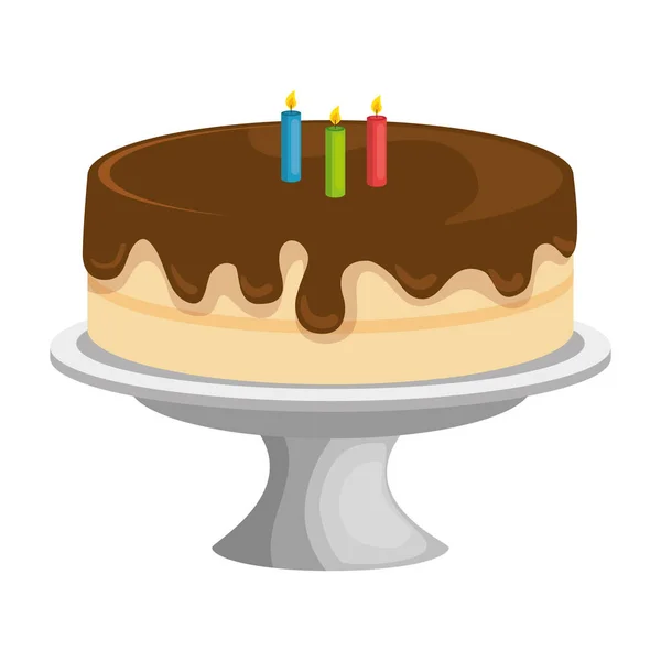 Zoete en heerlijke taart met kaarsen — Stockvector