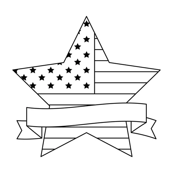 Estados Unidos da América emblema com forma de estrela e fita — Vetor de Stock