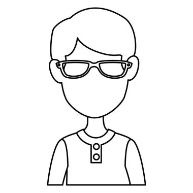 Gözlük avatar karakter ile genç adam