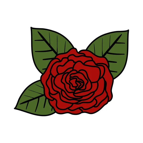 バラと葉のアイコン — ストックベクタ