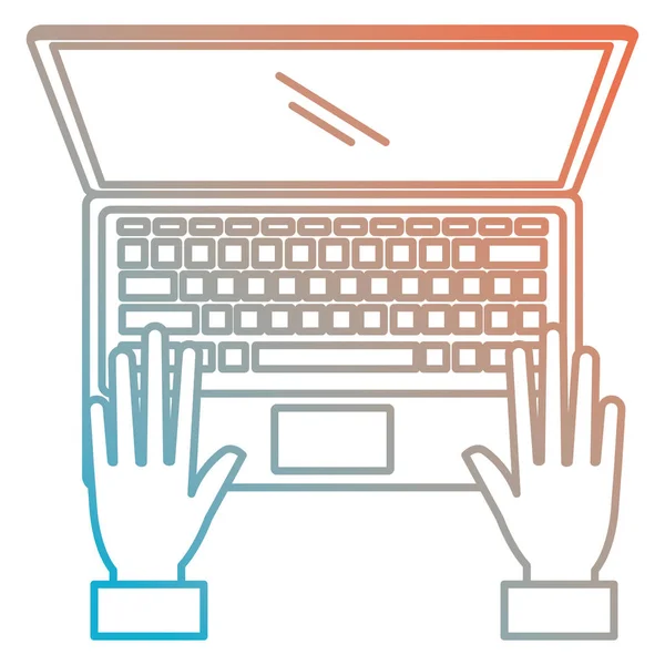 Usuário mãos com computador portátil —  Vetores de Stock