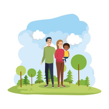 park sahnesinde oğlu ile ırklar arası anne çift