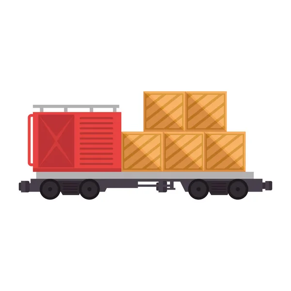 Freight train wagon with containers logistic service — Stock Vector