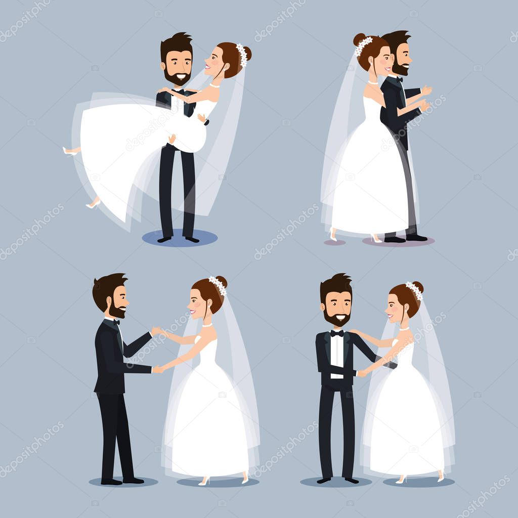bride and groom set wedding couples romantic