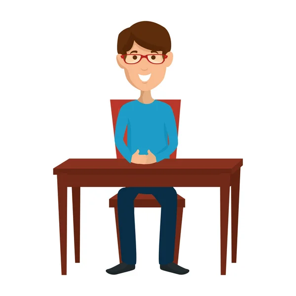 Jeune homme avatar dans le personnage de la table — Image vectorielle