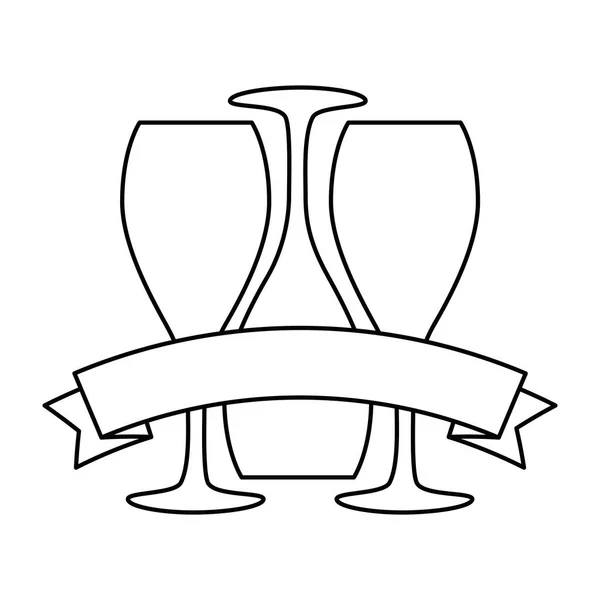 Wijn cups silhouetten pictogram — Stockvector