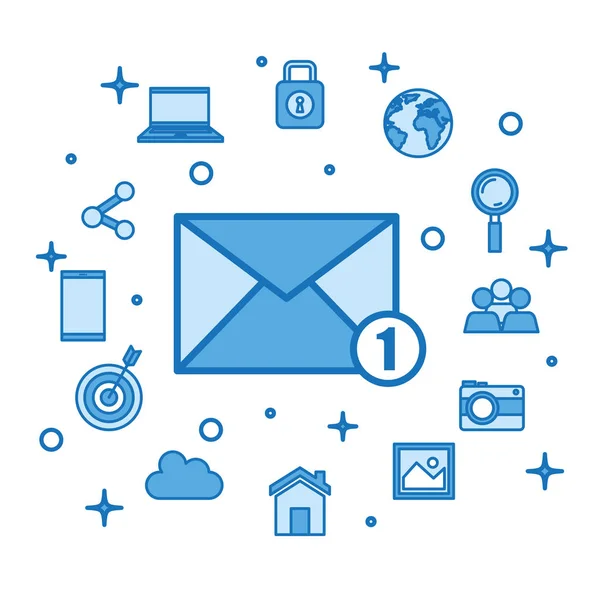 E-mail ricezione di messaggi nuovi posta in arrivo internet media — Vettoriale Stock