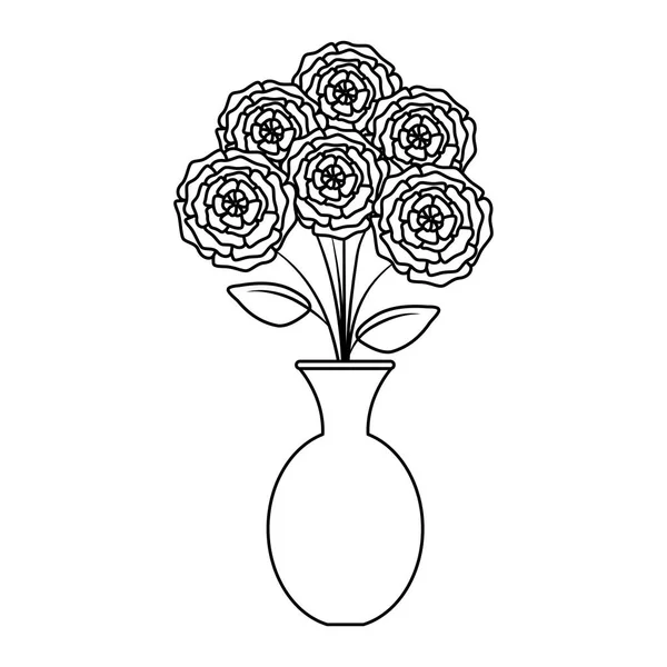 Florero con icono de rosas — Vector de stock