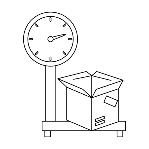 Peso medida escala com serviço de entrega de caixa — Vetor de Stock