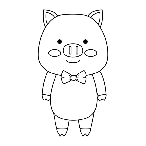 かわいい豚の文字アイコン — ストックベクタ