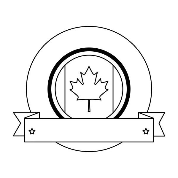 Bandera canadiense con marco de cinta — Vector de stock