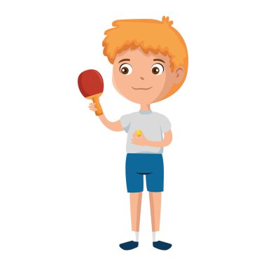 ping pong raket karakteri ile küçük çocuk